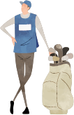 ゴルフバックを持つ男性のイラスト