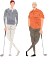ゴルフクラブを持つ男性2人のイラスト